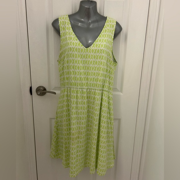 GAP Green Patterned Sleeveless Summer Dress, Sz L - Picture 1 of 8